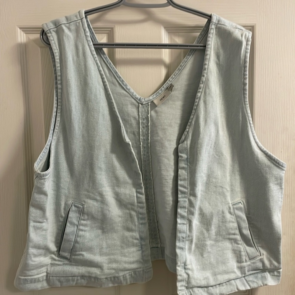 Ichi Ihpreslie Cropped Waistcoat Bleached Lightblue - Size Euro or UK 44